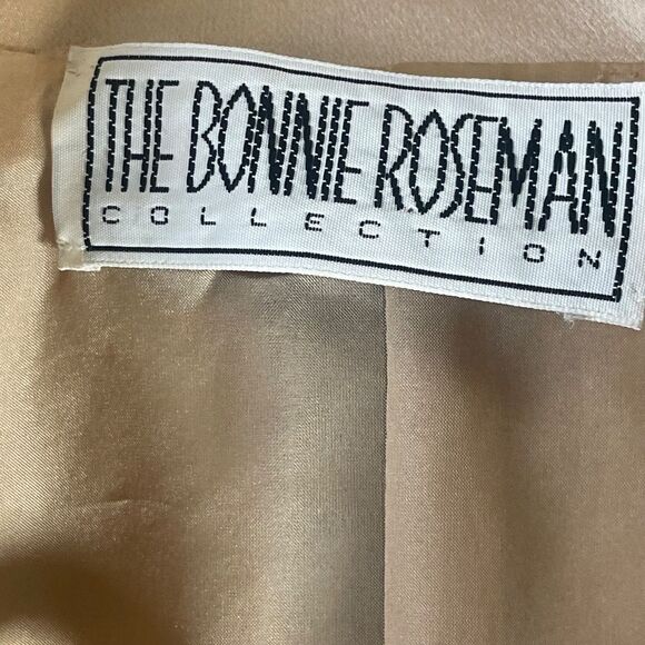 The Bonnie Roseman Silk Collection Cream Silk W/ Black Lace Overlay Blazer Sz L - Picture 5 of 11